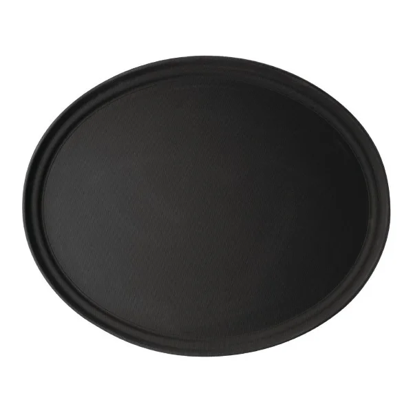 Koffieplateau Mykanos laminaat anti-slip ovaal zwart L290xB210mm