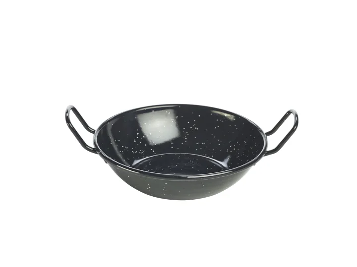 Emaille wokpan zwart 16 cm 520ml