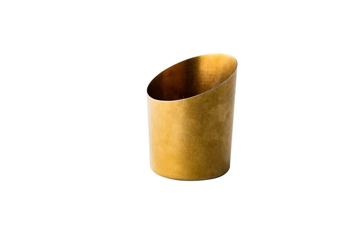 Presentatie bakje vintage schuin goud Ø 9,5 cm