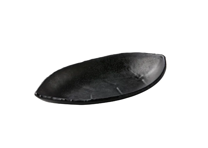Bladvormige schotel  zwart 22 x 13 cm