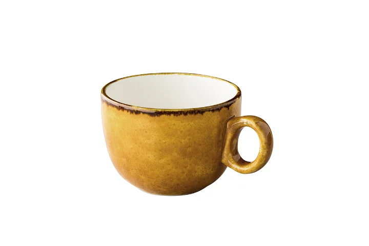 Jersey latte koffiekop stapelbaar geel 350 ml