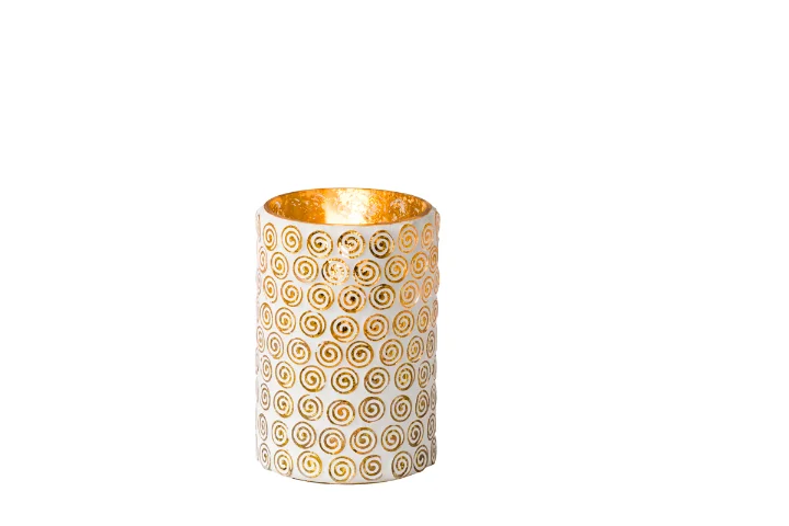 Lamphouder wit en gouden ring 7,5 x 12 cm