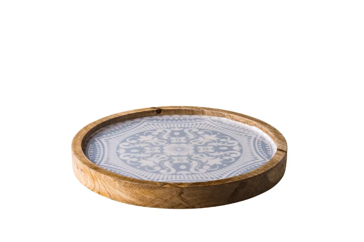 Houten bord Marrakech licht blauw 25 cm