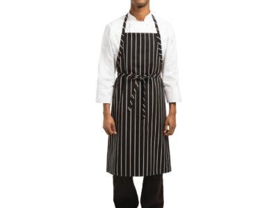 Chef Works Premium geweven schort zwart-wit gestreept