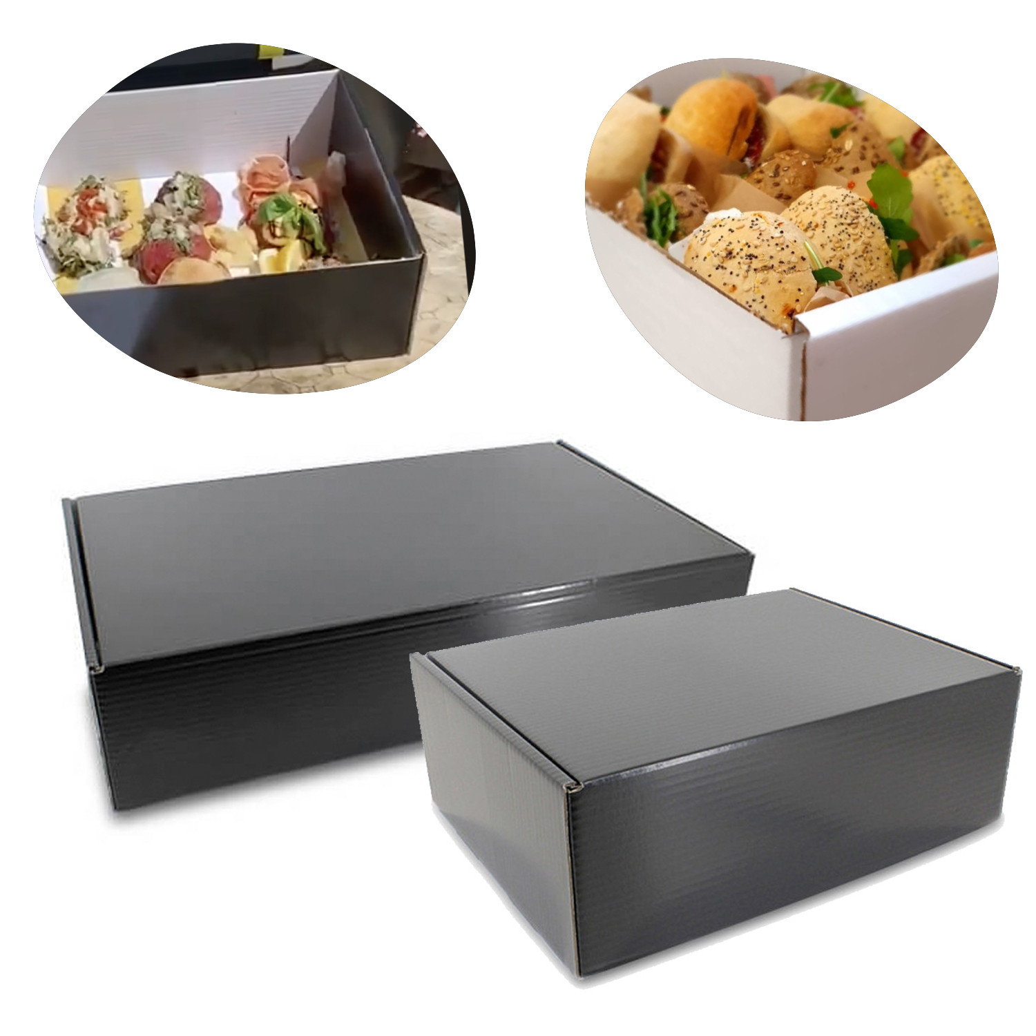 Food box zwart luxe  610x370x140mm 25st